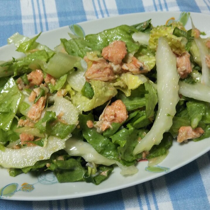 レタスとセロリと鮭中骨缶のマリネ☆